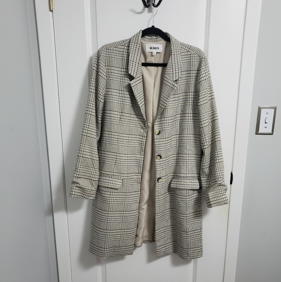 BB DAKOTA Long Plaid Jacket Coat - Picture 3 of 11